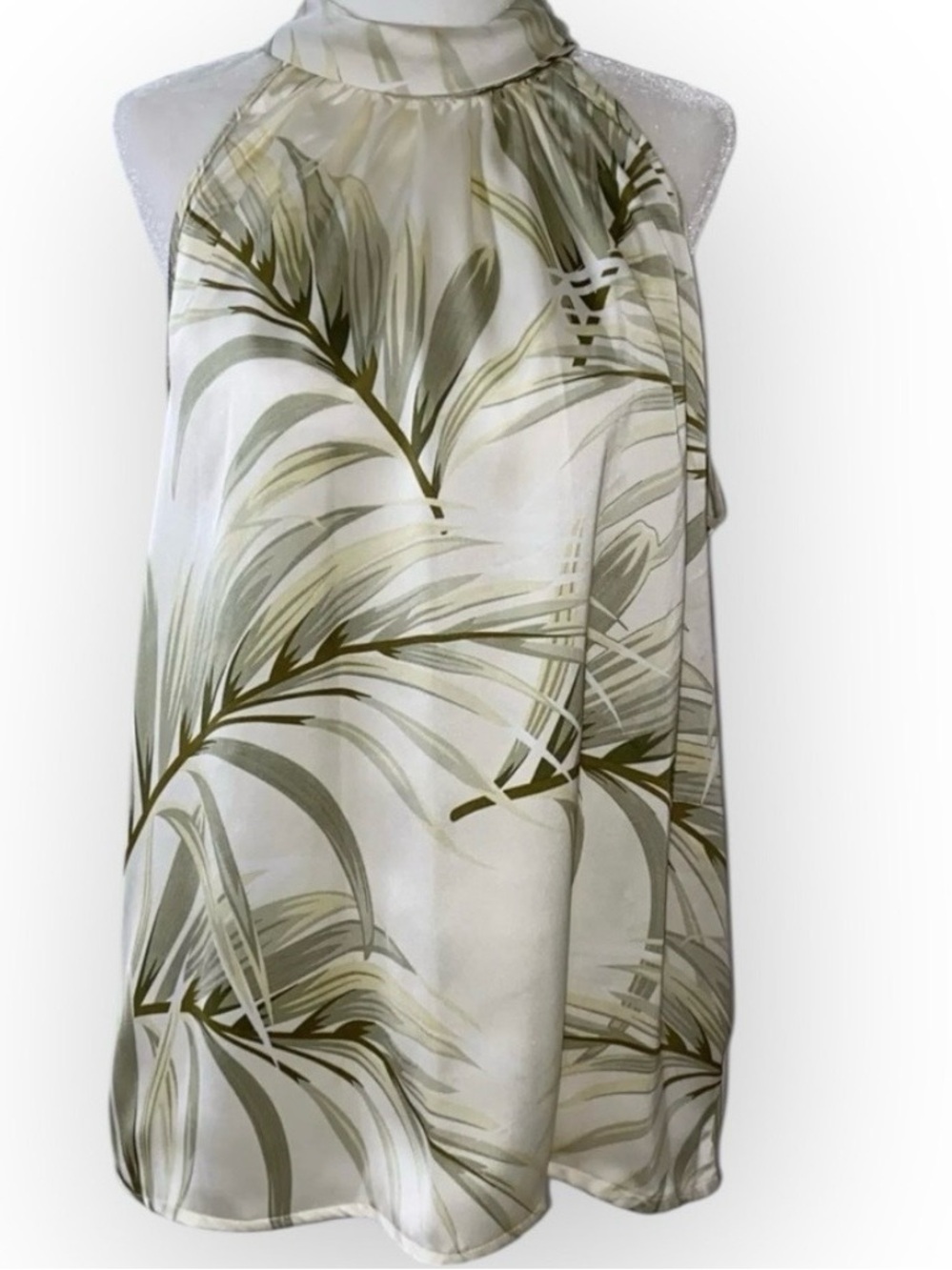 Rachel Zoe High Neck Tie Back Sleeveless Palms Halter Blouse Sz L